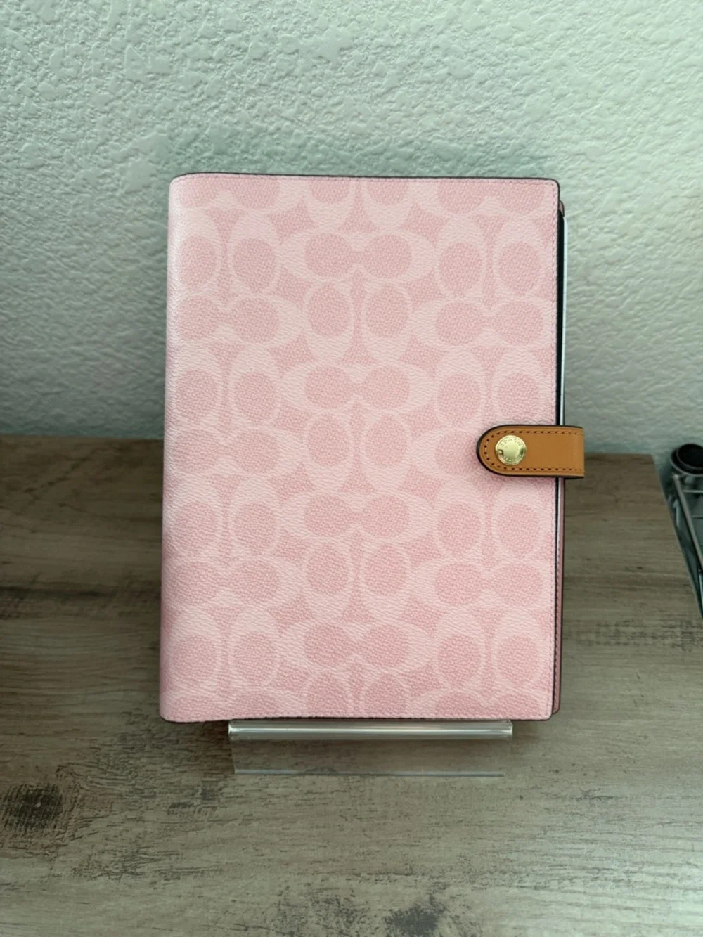 Coach Powder Pink Notebook In Signature Canvas